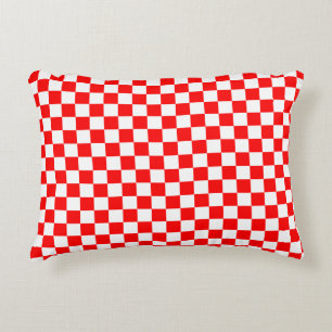 Cojín Decorativo Patrón croata moderno de color rojo y blanco contr