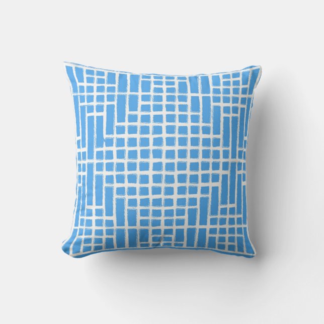 Cojín Decorativo Patrón cuadrado azul (Anverso)