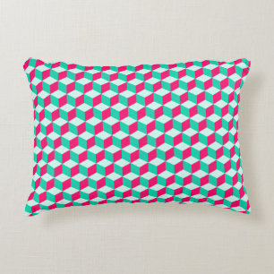 Cojín Decorativo Patrón cuadrado de aspecto 3D Pink and Mint Pillow