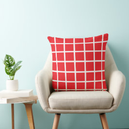 Cojín Decorativo patrón cuadrado de color rojo con bordes blancos