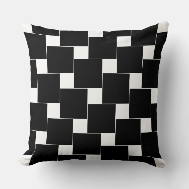 Cojín Decorativo Patrón cuadrado en blanco y negro (Anverso)