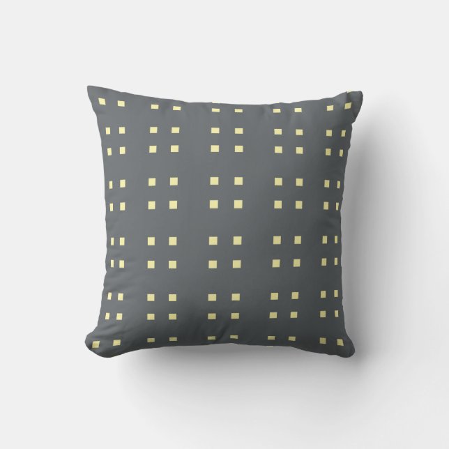Cojín Decorativo Patrón cuadrado gris oscuro amarillo (Anverso)