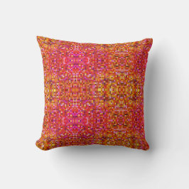 Cojín Decorativo Patrón cuadrado rosa y amarillo boho