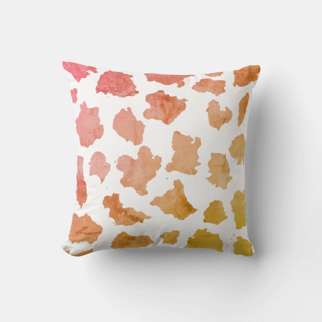 Cojín Decorativo Patrón cutáneo de vaca acuarela (Anverso)