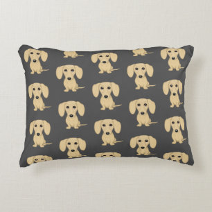 Cojín Decorativo Patrón Dachshund corto de crema