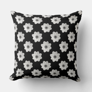 Cojín Decorativo Patrón Dahlia - Blanco y negro