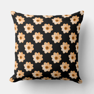Cojín Decorativo Patrón Dahlia - Naranja de Lt sobre negro