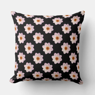 Cojín Decorativo Patrón Dahlia rosa - Color completo en negro