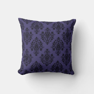 Cojín Decorativo Patrón damasco en rico terciopelo azul