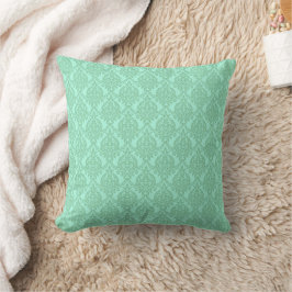 Cojín Decorativo Patrón damasco verde menta brillante