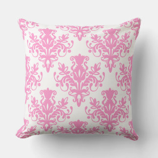 Cojín Decorativo Patrón Damask 02 - Rosa en blanco