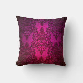 Cojín Decorativo Patrón Damask Rosa Profundo Brillante