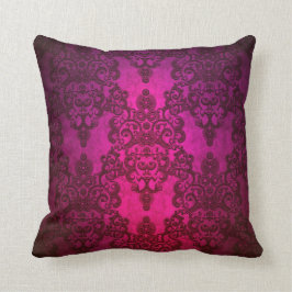 Cojín Decorativo Patrón Damask Rosa Profundo Brillante