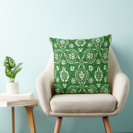 Cojín Decorativo Patrón Damask - Tela Elegante Vintage Verde