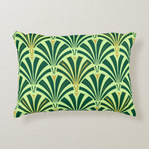 Cojín Decorativo patrón de abanico Art Deco - pino y verde menta