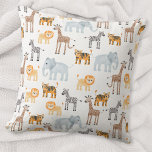 Cojín Decorativo Patrón de acuarela animal de Safari para bebé lind<br><div class="desc">Un bebé león acuarela,  jirafa,  tigre,  cebra y safari animal de elefante,  perfecto para los pequeños amantes de los animales. Arte original de Nic Squirrell. Hace un regalo encantador para un recién nacido.</div>