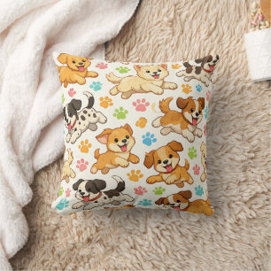 Cojín Decorativo Patrón de acuarela de cachorro adorable (3)