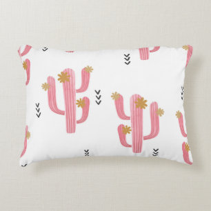 Cojín Decorativo Patrón de acuarela de cactus rosados