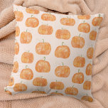 Cojín Decorativo Patrón de acuarela de calabaza<br><div class="desc">Modalidad moderna de calabaza acuática en un fondo rosa de color ruidoso para otoño y otoño. Arte original de Nic Squirrell.</div>
