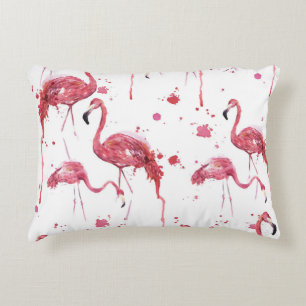 Cojín Decorativo Patrón de acuarela de flamenco, diseño vibrante.