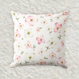 Cojín Decorativo Patrón de Acuarela de Flor de Cornejo Mixta Mínima