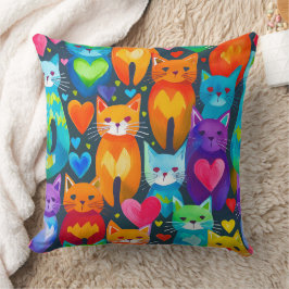 Cojín Decorativo Patrón de acuarela de gatitos audaces y temperamen
