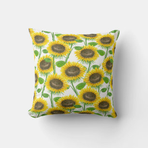 Cojín Decorativo Patrón de acuarela de girasoles