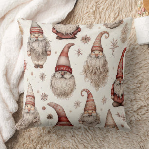 Cojín Decorativo Patrón de Acuarela de Gnome Vintage Rústico