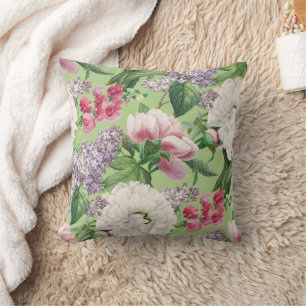 Cojín Decorativo Patrón de acuarela de jardín de flores Peonies & L