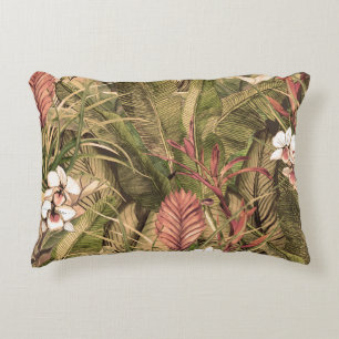 Cojín Decorativo Patrón de acuarela de las hojas tropicales