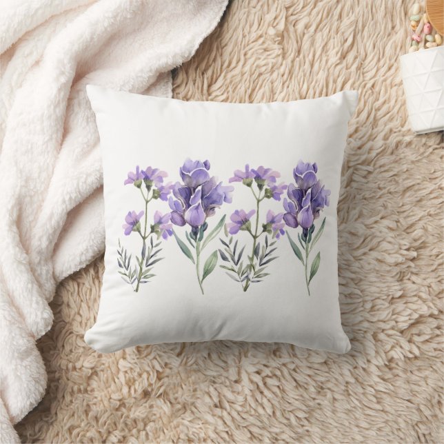 Cojín Decorativo Patrón de acuarela de lavanda francés (Manta)