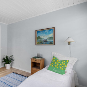 Cojín Decorativo Patrón de acuarela de limón chica amarillo verde