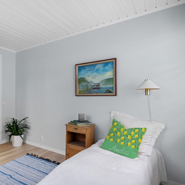 Cojín Decorativo Patrón de acuarela de limón chica amarillo verde (Subido por el creador)