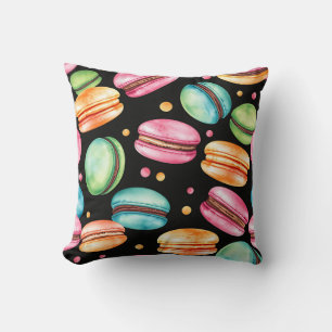 Cojín Decorativo Patrón de Acuarela de Macarón Francés Colorido