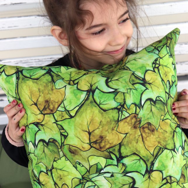 Cojín Decorativo Patrón de acuarela de marfil verde inglés (Subido por el creador)