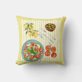 Cojín Decorativo patrón de acuarela de verano mediterráneo