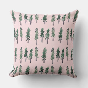 Cojín Decorativo Patrón de acuarela del bosque de pinos