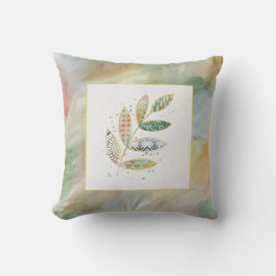 Cojín Decorativo Patrón de acuarela hojas monograma
