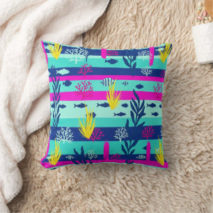 Cojín Decorativo Patrón de Acuarela Náutica Retro (5)