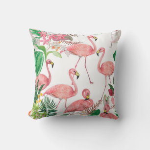 Cojín Decorativo Patrón de acuarela sin fisuras con flamingo