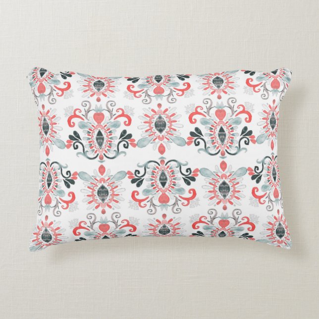 Cojín Decorativo Patrón de acuarela sin fisuras con ikat. Ojo de ti (Anverso)