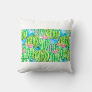 Cojín Decorativo Patrón de acuarela sin foco de cactus. Sumario flo