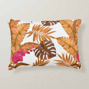 Cojín Decorativo Patrón de acuarela transparente con hojas tropical