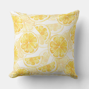 Cojín Decorativo Patrón de acuarela transparente con tajada de limó