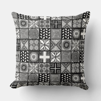 Cojín Decorativo Patrón de adire - Blanco y negro
