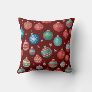 Cojín Decorativo Patrón de adornos de navidad coloridos
