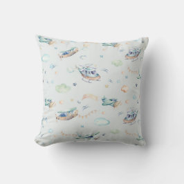 Cojín Decorativo Patrón de Aeronave Adorable