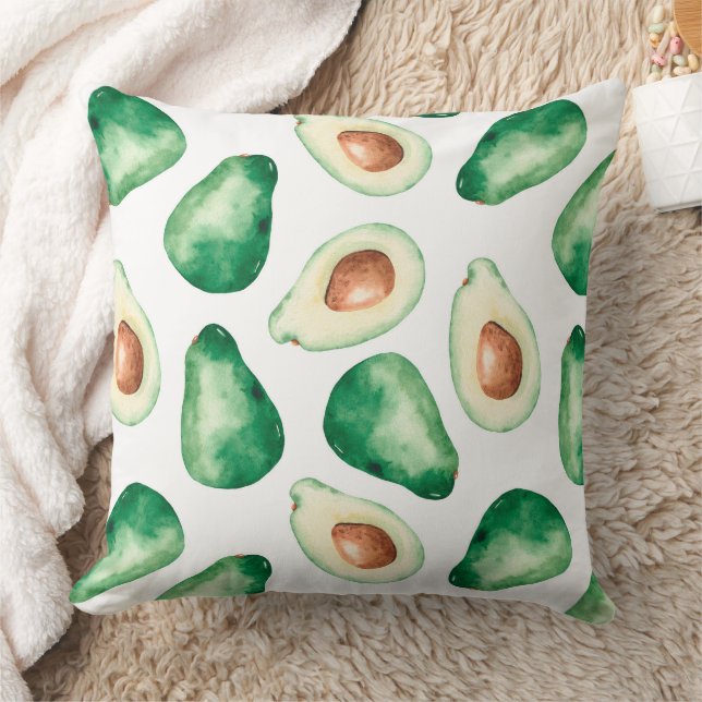 Cojín Decorativo Patrón de aguacate acuarela (Manta)