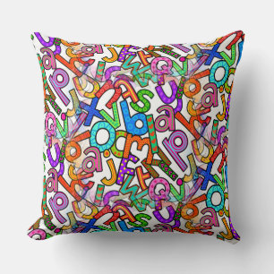 Cojín Decorativo Patrón de alfabeto minúsculo Doodle