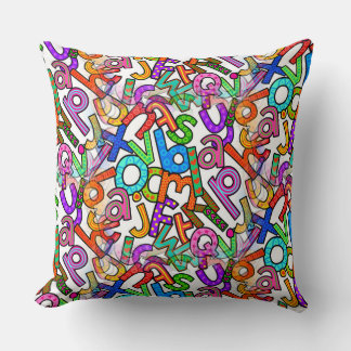 Cojín Decorativo Patrón de alfabeto minúsculo Doodle